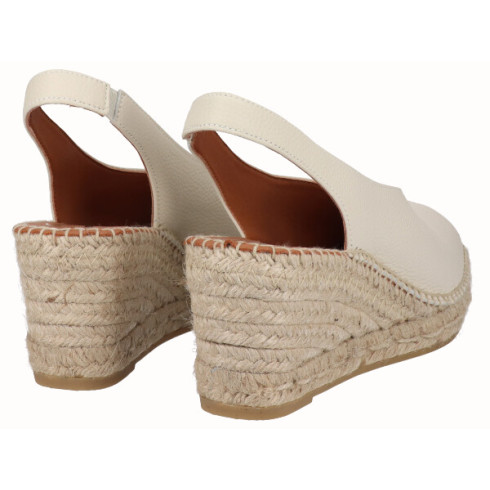 viguera Alpargata Peep Toes Cuña Media Crema Rebajas de fábrica