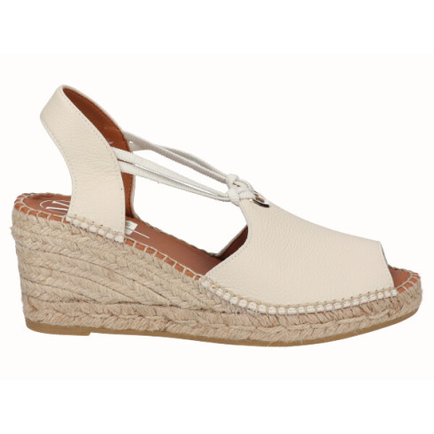 viguera Alpargata Peep Toes Cuña Media Yute Beig con Elásticos Ventas relámpago