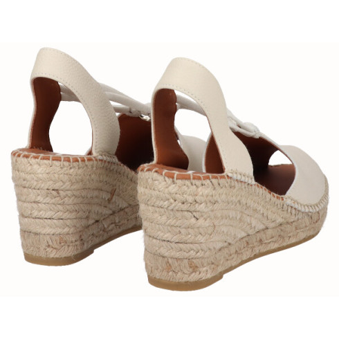 viguera Alpargata Peep Toes Cuña Media Yute Beig con Elásticos Ventas relámpago