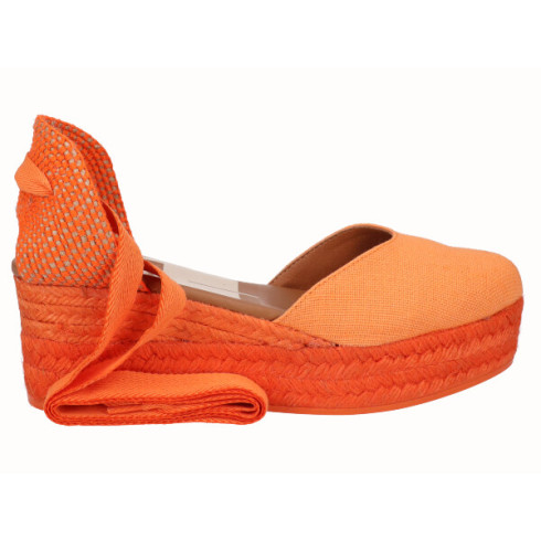 viguera Alpargata Plataforma Yute Naranja Cintas