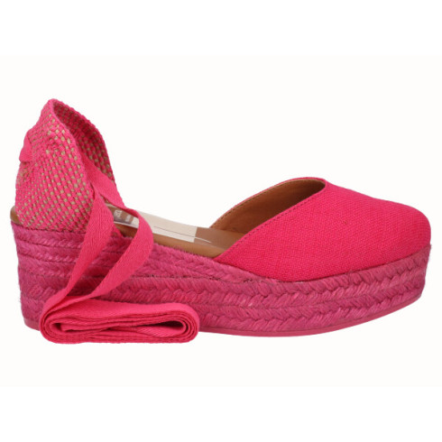 viguera Alpargata Plataforma Yute Fuxia Cintas