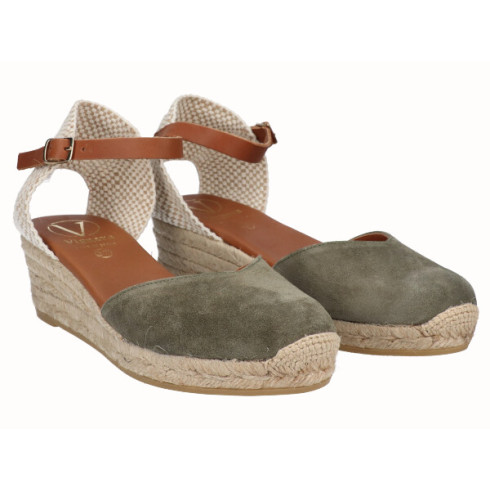 viguera Alpargata Valenciana Cuña Baja Yute Kaki Rebajas