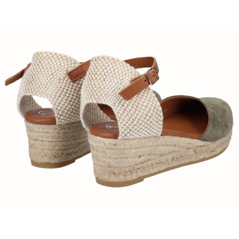 viguera Alpargata Valenciana Cuña Baja Yute Kaki Rebajas