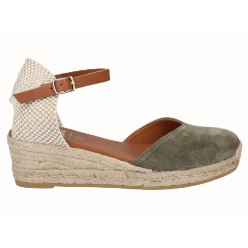 viguera Alpargata Valenciana Cuña Baja Yute Kaki Rebajas