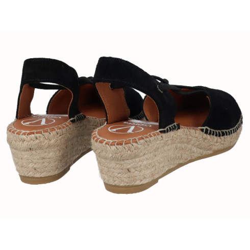viguera Alpargata Cuña Baja Yute Negro Con Elásticos Mejor oferta