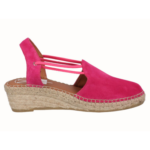 viguera Alpargata Cuña Media Yute Fuxia con Elásticos Precio de fábrica