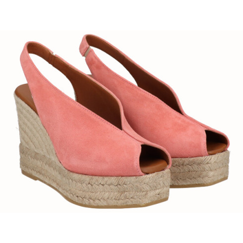 viguera Alpargata Peep Toes Cuña Alta Yute Salmon Solo queda un día