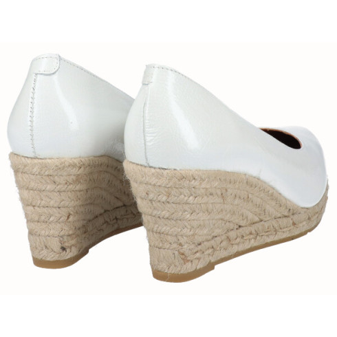 viguera Alpargata Cuña Media Yute Charol Blanco Grandes descuentos
