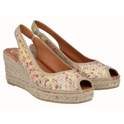 viguera Alpargata Peep Toes Cuña Media Yute Multi Última moda