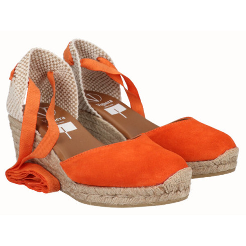 viguera Alpargata Cuña Media Yute Cintas Naranja Precio ultrabajo