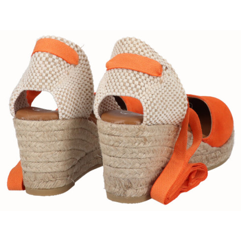 viguera Alpargata Cuña Media Yute Cintas Naranja Precio ultrabajo