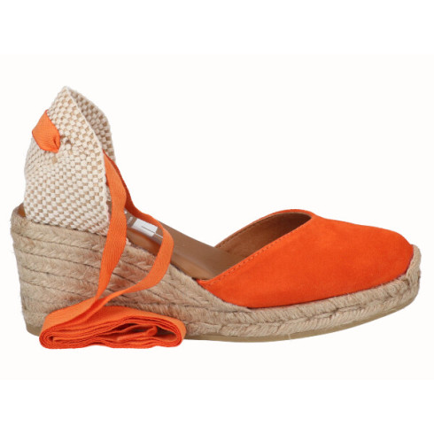 viguera Alpargata Cuña Media Yute Cintas Naranja Precio ultrabajo