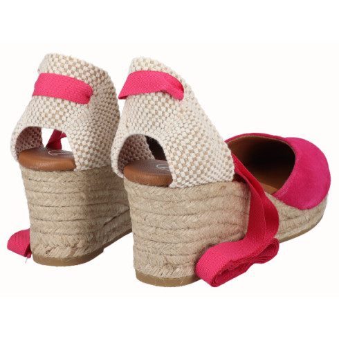 viguera Alpargata Cuña Media Yute Cintas Fuxia Rebajas