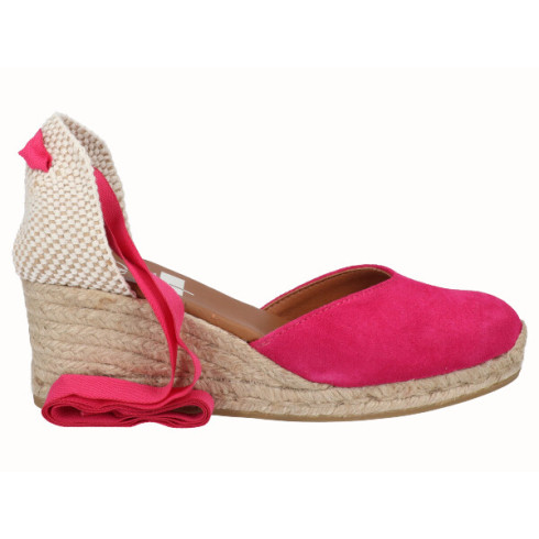 viguera Alpargata Cuña Media Yute Cintas Fuxia Rebajas