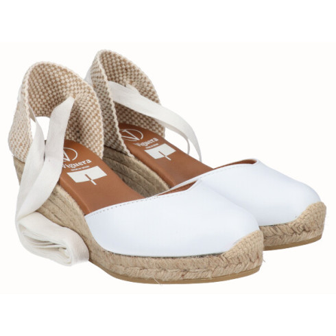 viguera Alpargata Cuña Media Yute Cintas Blanco Venta caliente
