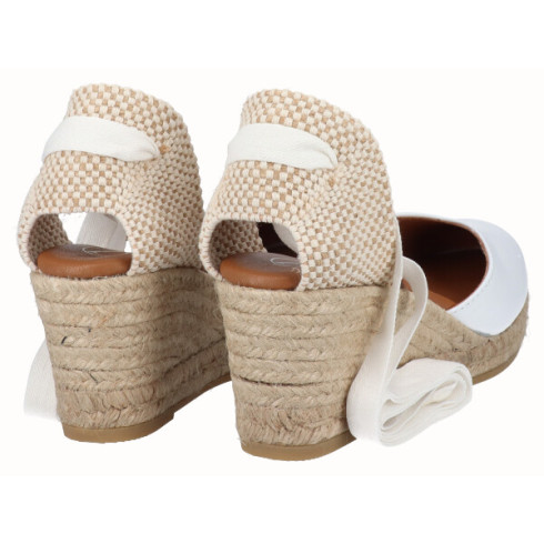 viguera Alpargata Cuña Media Yute Cintas Blanco Venta caliente