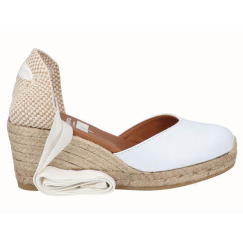 viguera Alpargata Cuña Media Yute Cintas Blanco Venta caliente
