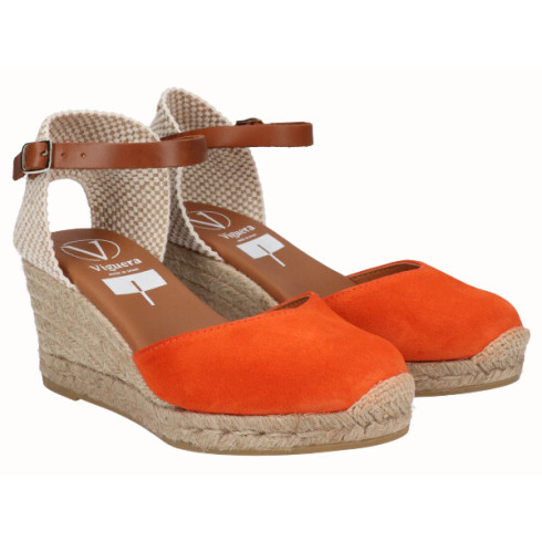 viguera Alpargata Valenciana Cuña Media Yute Naranja Gran oferta