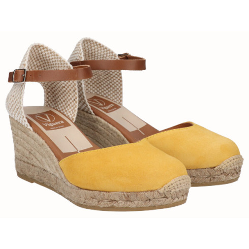 viguera Alpargata Valenciana Cuña Media Yute Amarillo Rebajas de fábrica