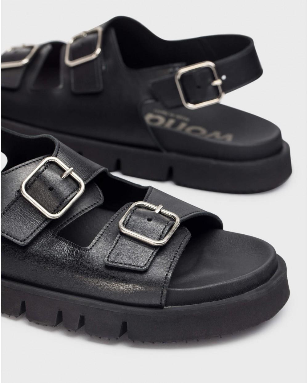 wonders Sandalias BIRK Negro Solo hoy