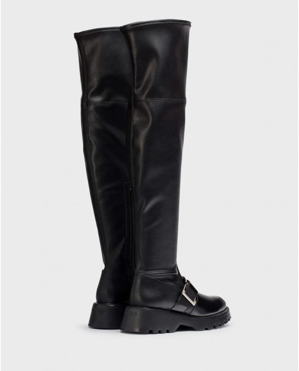wonders Bota licra negra Rebajas de fin de temporada