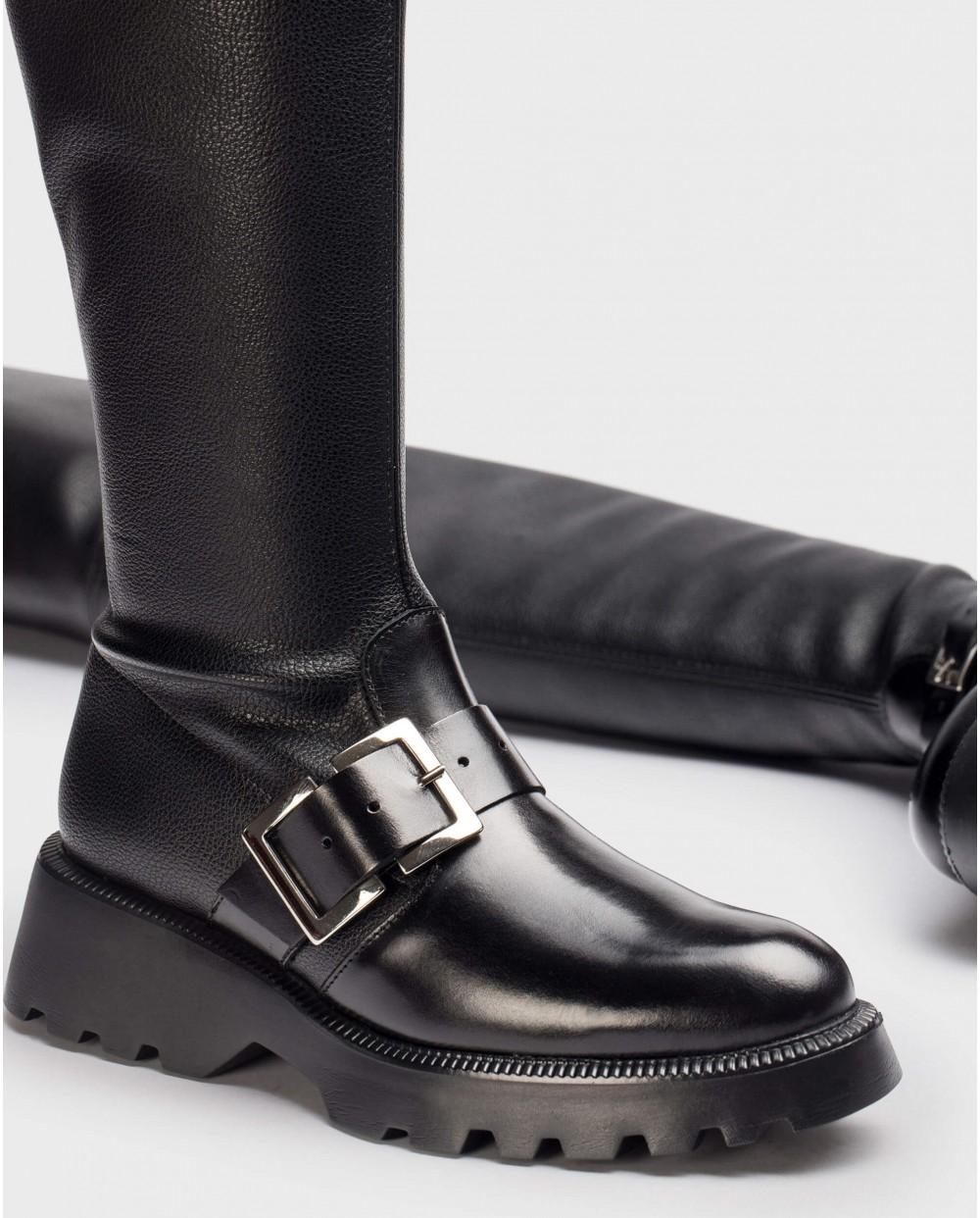 wonders Bota licra negra Rebajas de fin de temporada