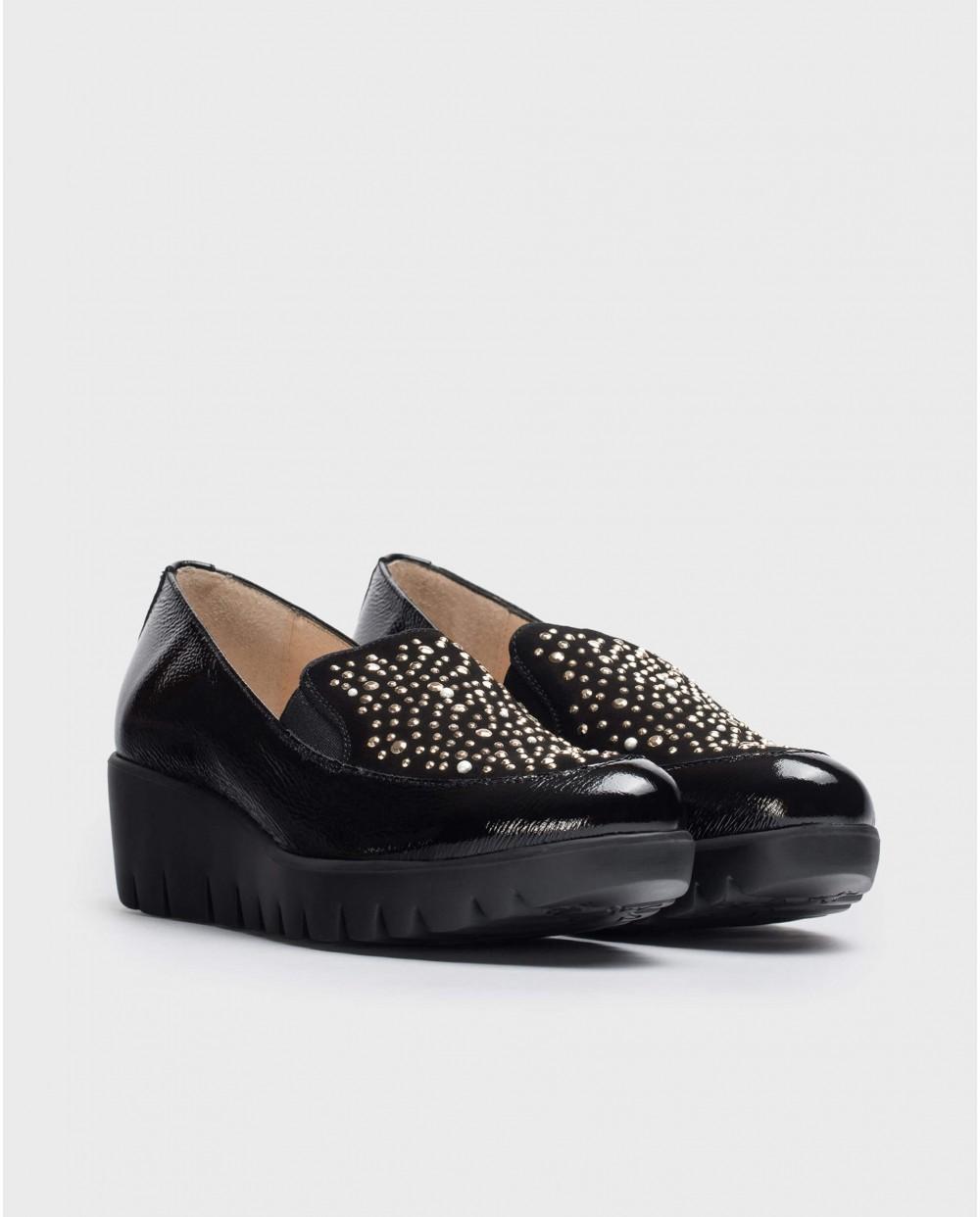 wonders Mocasines DIAMANT Charol Negros Envío internacional gratuito