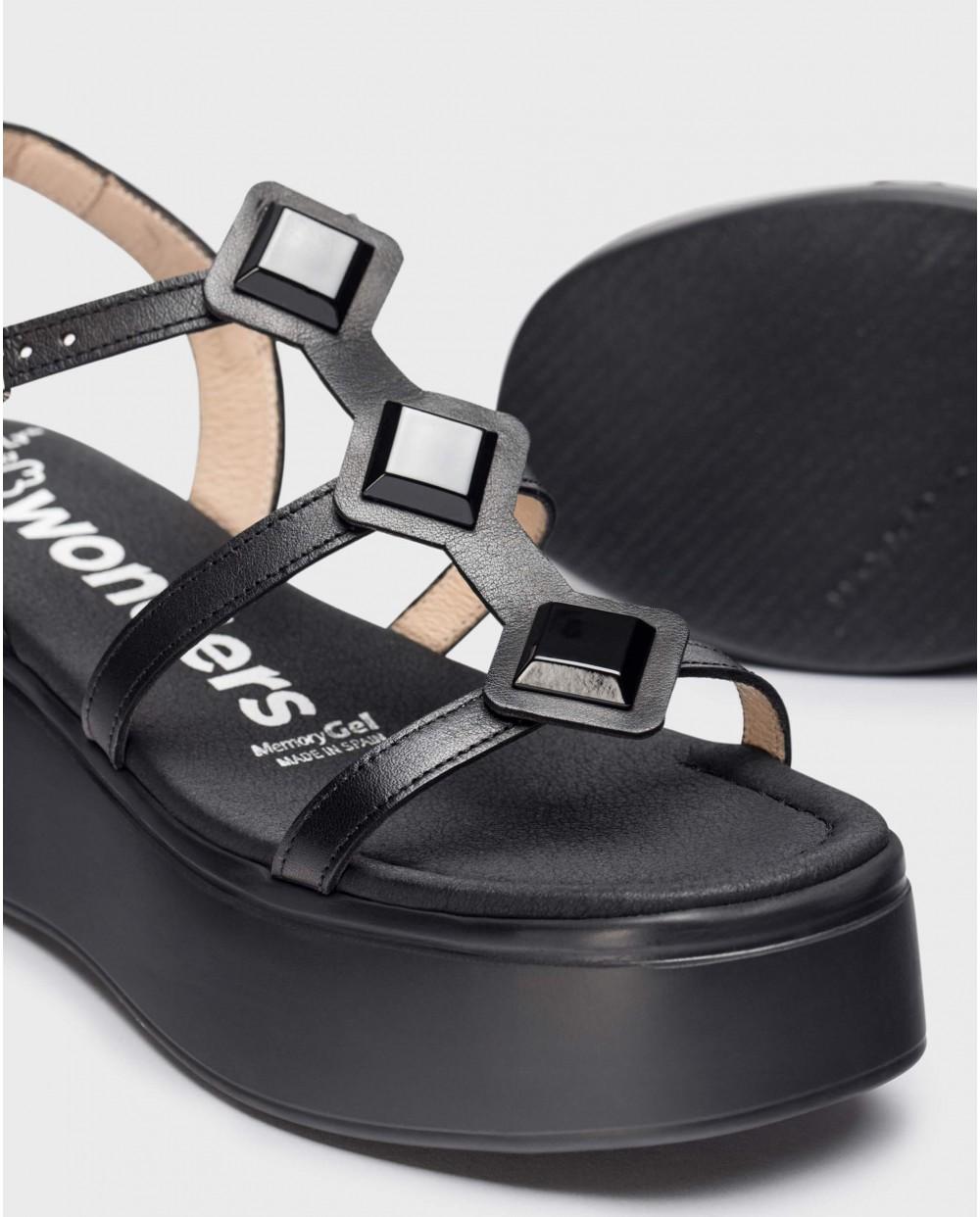 wonders Sandalias con plataforma CAROLINA Negro Oferta especial de fábrica