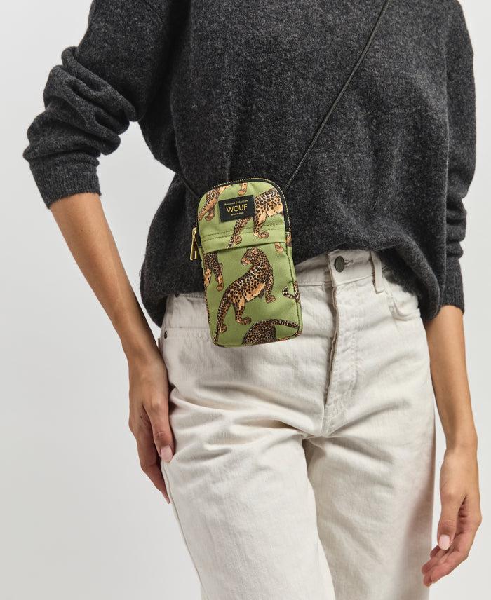 wouf Olive Leopard Crossbody Phone Bag Oferta exclusiva