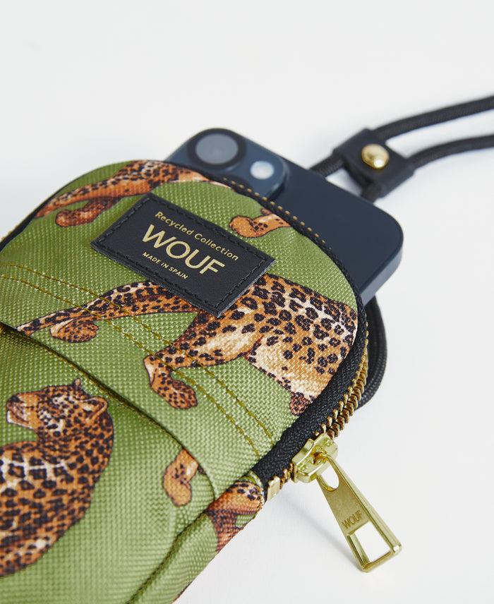 wouf Olive Leopard Crossbody Phone Bag Oferta exclusiva