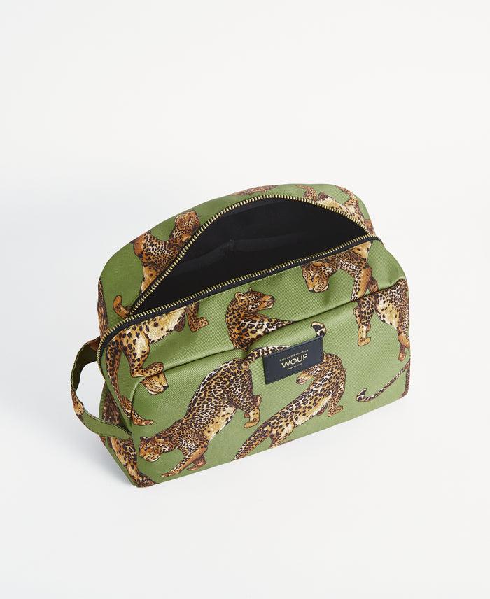 wouf Olive Leopard Large Toiletry Bag 2025
