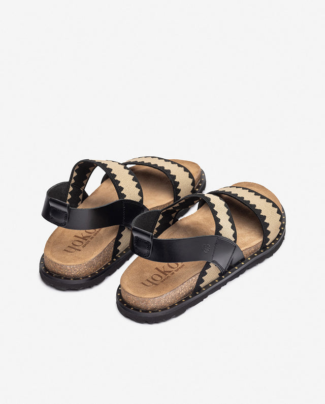 yokono Sandalia plana BOLUS-255 negro Liquidación