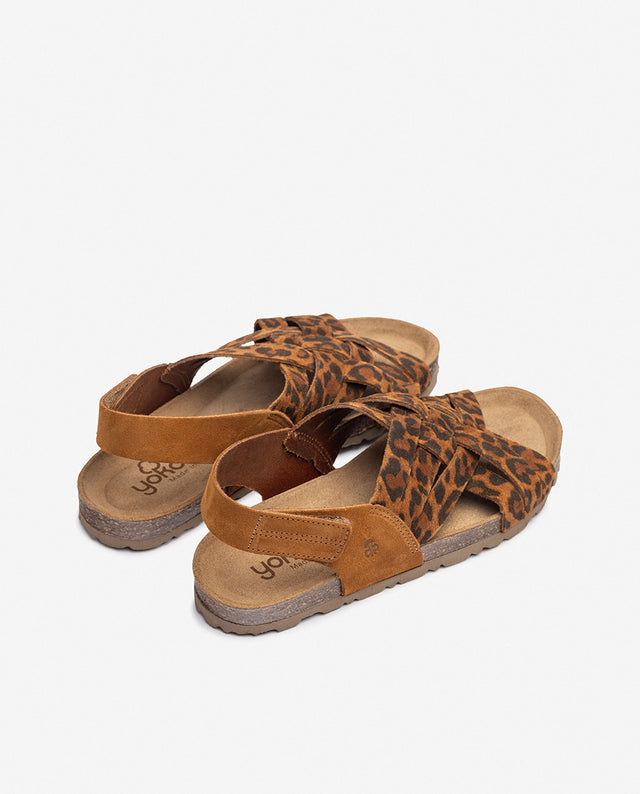 yokono Sandalia plana VILLA-251 leopardo Ofertas especiales