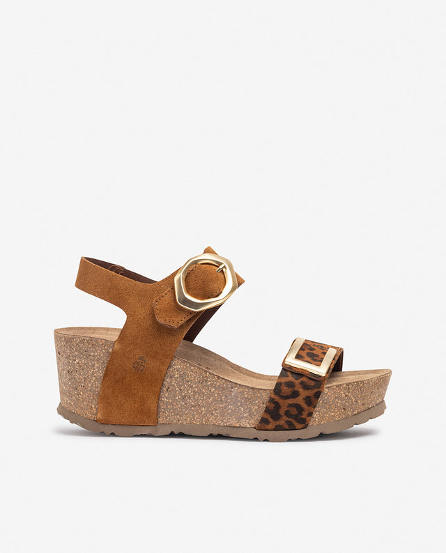 yokono Sandalia de cuña BARI-255 leopardo