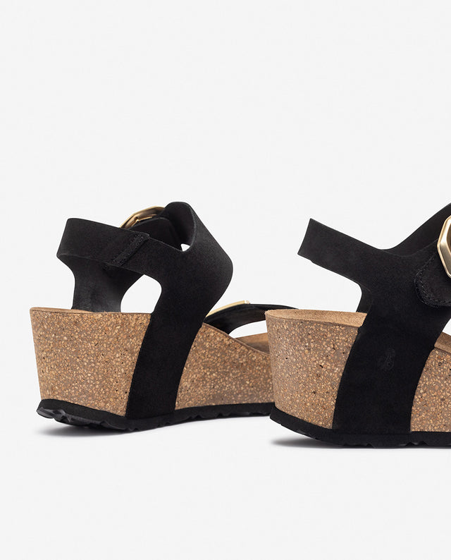 yokono Sandalia de cuña BARI-255 negro Rebajas de fin de temporada