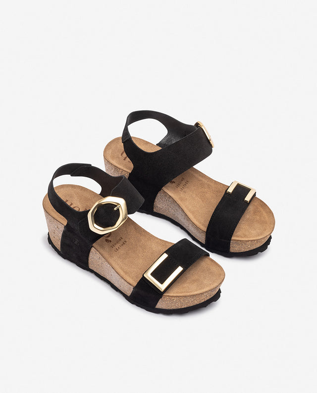 yokono Sandalia de cuña BARI-255 negro Rebajas de fin de temporada