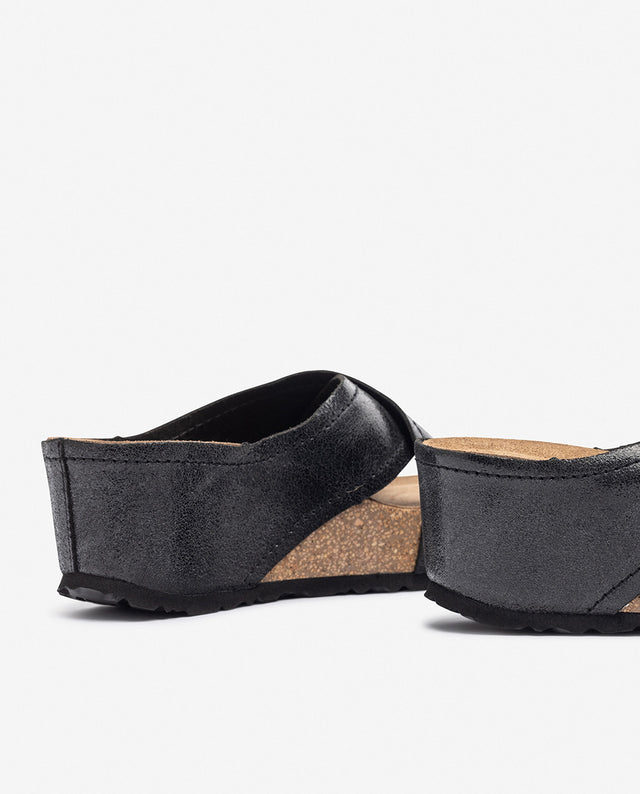 yokono Sandalia de cuña BARI-257 negro Precio ultrabajo
