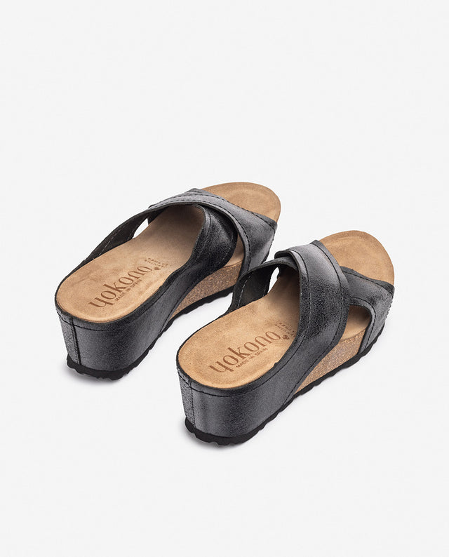 yokono Sandalia de cuña BARI-257 negro Precio ultrabajo