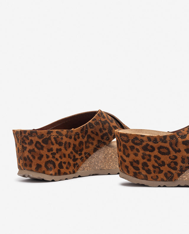 yokono Sandalia de cuña BARI-257 leopardo Devoluciones gratuitas