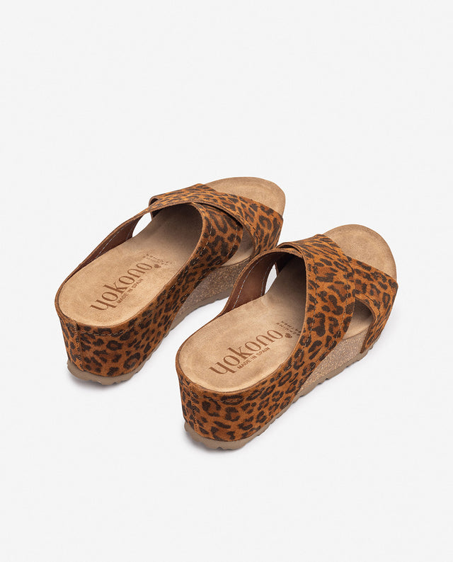 yokono Sandalia de cuña BARI-257 leopardo Devoluciones gratuitas