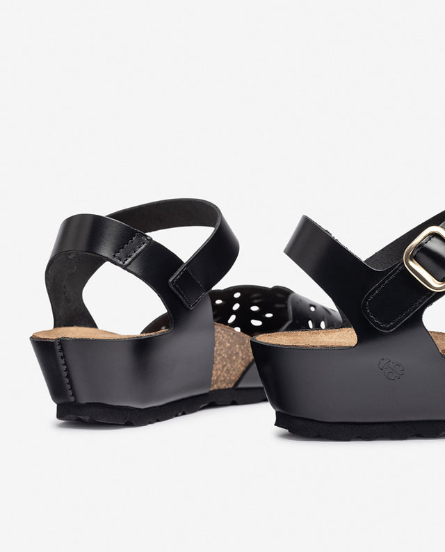 yokono Sandalia de cuña MONACO-247 negro Gran oferta