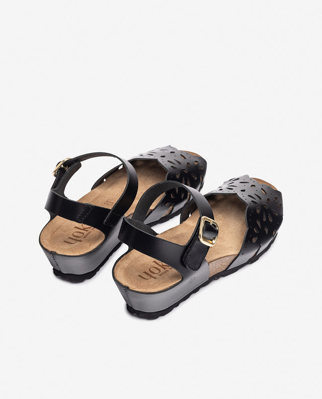 yokono Sandalia de cuña MONACO-247 negro Gran oferta