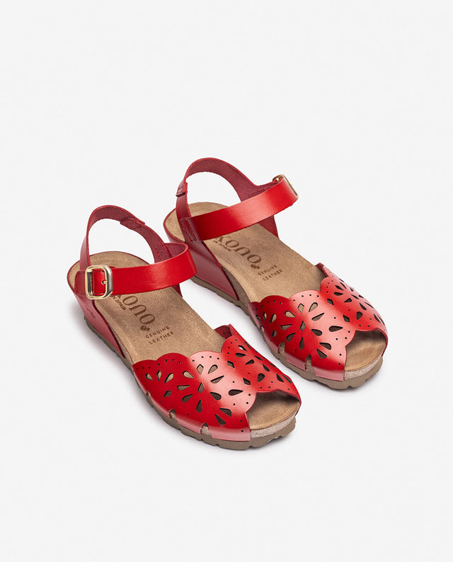 yokono Sandalia de cuña MONACO-247 rojo Rebajas de fábrica