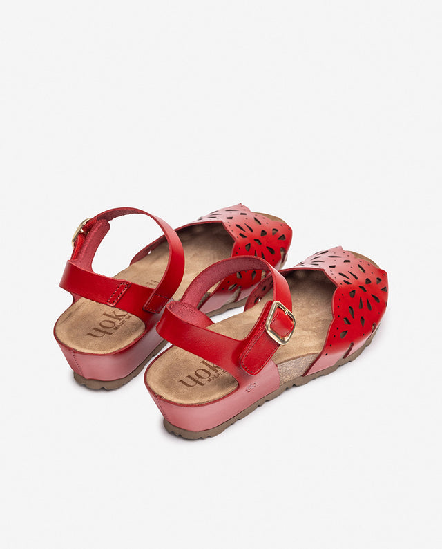 yokono Sandalia de cuña MONACO-247 rojo Rebajas de fábrica