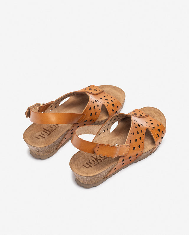yokono Sandalia de cuña MONACO-252 marrón Ventas relámpago