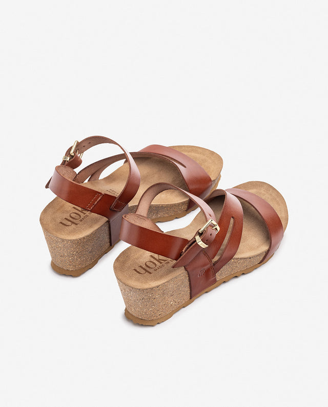 yokono Sandalia de cuña CADIZ-302 marrón Envío gratis