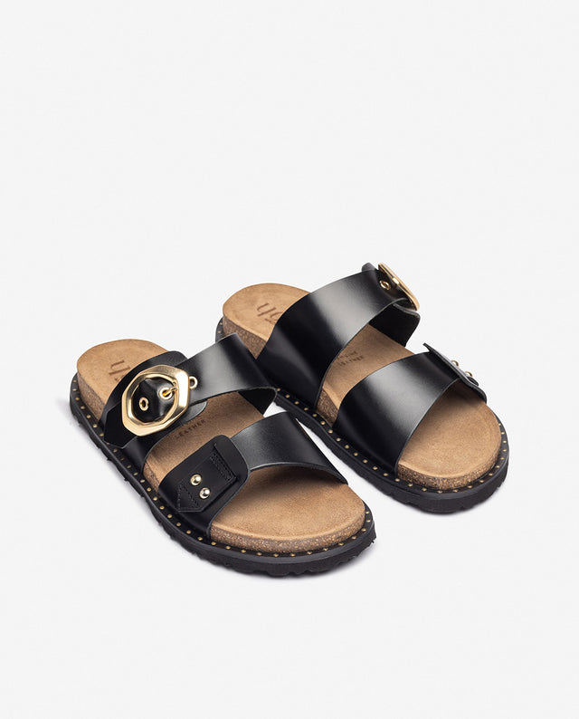 yokono Sandalia plana BOLUS-254 negro Tienda de fábrica