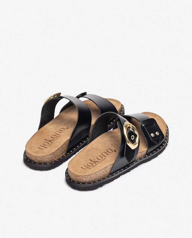 yokono Sandalia plana BOLUS-254 negro Tienda de fábrica