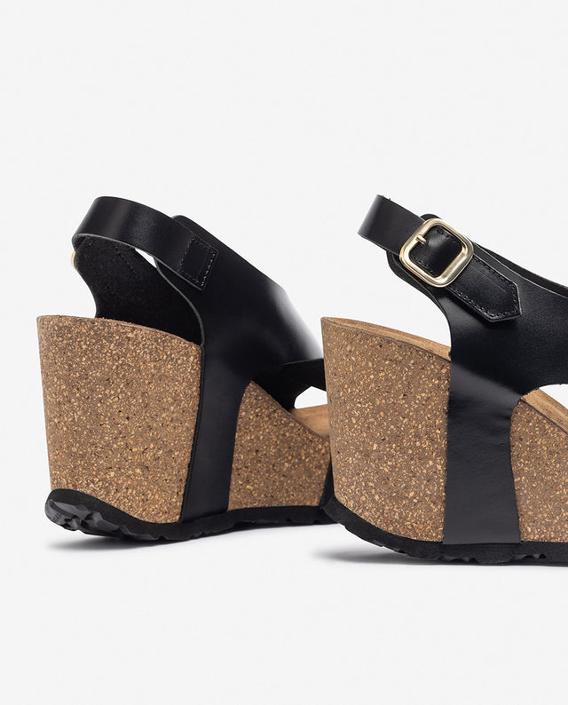 yokono Sandalia de cuña CORFU-250 negro Ahorra y exporta