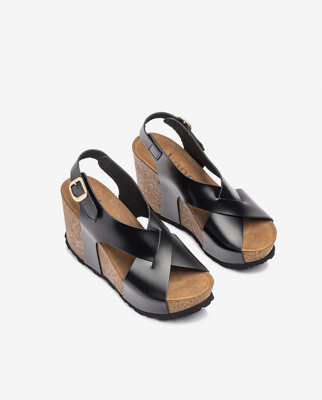 yokono Sandalia de cuña CORFU-250 negro Ahorra y exporta
